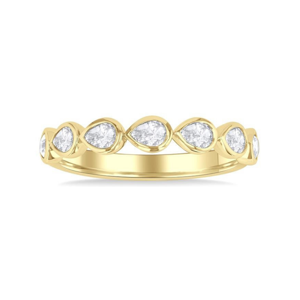 14K Yellow Gold 0.70ct East-West Horizontal Pear Diamond Row Bezel Set Band. Bichsel Jewelry in Sedalia, MO. Shop online or in-store today!