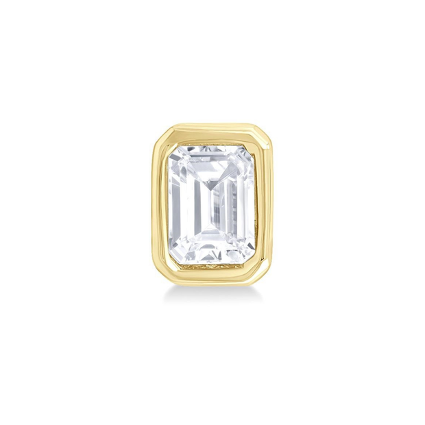 14K Yellow Gold 0.20ct Bezel Petite Emerald Cut Diamond Stud Earrings. Bichsel Jewelry in Sedalia, MO. Shop styles online or in-store today!