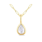 14K Yellow Gold 0.20ct Pear Diamond Bezel Pendant on Paperclip Chain. Bichsel Jewelry in Sedalia, MO. Shop online or in-store today!