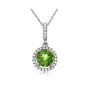 14K White Gold Round 0.95ct Peridot Necklace with Diamond Halo. Bichsel Jewelry in Sedalia, MO. Shop gemstone styles online or in-store!