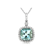 14K White Gold 1.90ct Cushion Cut Aquamarine Necklace with Diamond Halo. Bichsel Jewelry in Sedalia, MO. Shop gemstones online or in-store! 