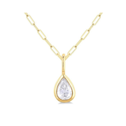 14K Yellow Gold 0.20ct Pear Diamond Bezel Pendant on Paperclip Chain. Bichsel Jewelry in Sedalia, MO. Shop online or in-store today!