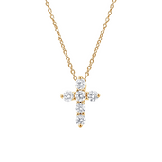 14K Yellow Gold Round 0.76ct Lab Grown Diamond Cross Pendant. Bichsel Jewelry in Sedalia, MO. Shop diamond styles online or in-store today!