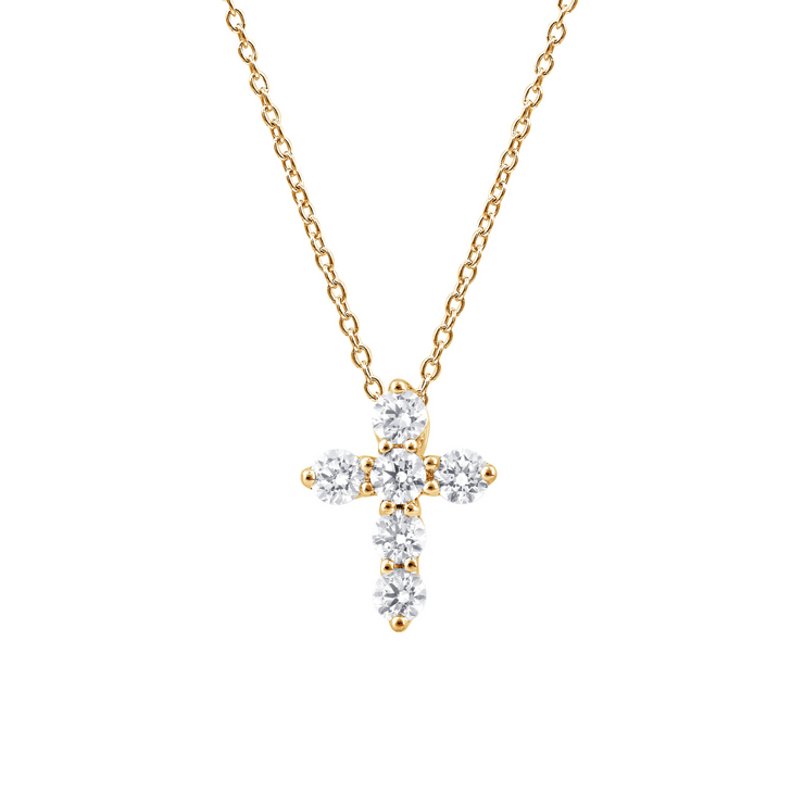 14K Yellow Gold Round 0.76ct Lab Grown Diamond Cross Pendant. Bichsel Jewelry in Sedalia, MO. Shop diamond styles online or in-store today!