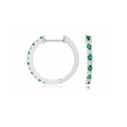 14K White Gold Alternating Round Emerald & Diamond Hoop Earrings. Bichsel Jewelry in Sedalia, MO. Shop gemstone earrings online or in-store! 