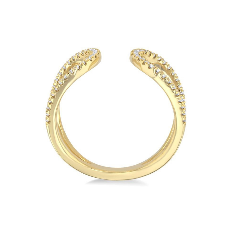 10K Yellow Gold Curved Open Split Shank U-Shape Round Diamond Statement Ring. Bichsel Jewelry in Sedalia, MO. Shop online or in-store today!