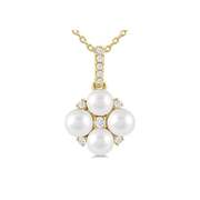 10K Yellow Gold 4mm Cultured Pearl & Round Diamond Floral-Inspired Necklace. Bichsel Jewelry in Sedalia, MO. Shop gemstone styles online or in-store today!