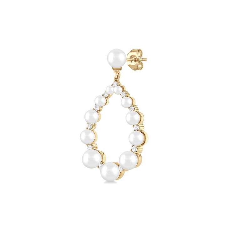 14K Yellow Gold Cultured Pearl & 0.25ct Diamond Graduated Pear Shape Dangle Earrings. Bichsel Jewelry in Sedalia, MO. Shop gemstone styles online or in-store today!