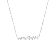 14K White Gold Mixed Shape 1.01ct Lab Grown Diamond Bar Necklace with Pear, Round, Oval, Marquise, Baguette Diamonds. Bichsel Jewelry in Sedalia, MO.