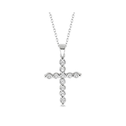 925 Sterling Silver Single Prong-Set 0.10ct Round Diamond Cross Necklace. Bichsel Jewelry in Sedalia, MO. Shop online or visit our store today!