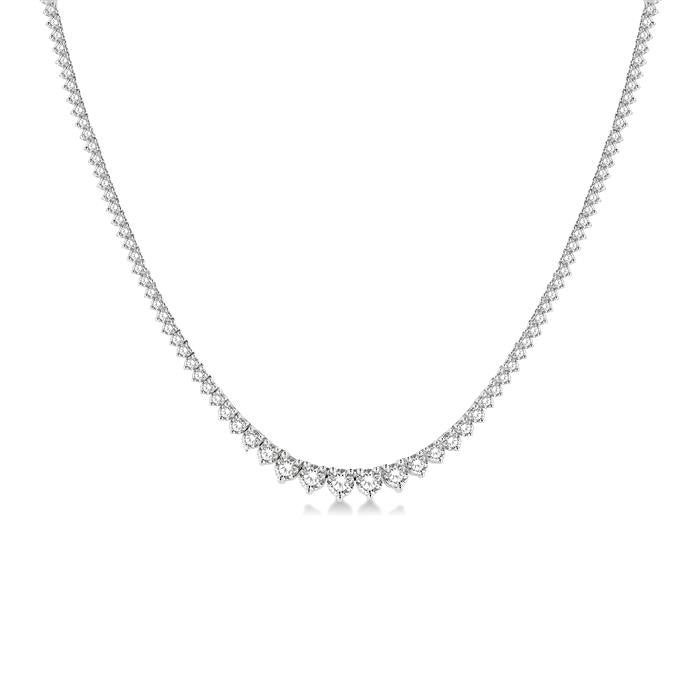 14K White Gold 5.00ct Graduated Round Diamond Riviera Tennis Necklace, 16". Bichsel Jewelry in Sedalia, MO. Shop diamond styles online or in-store today!