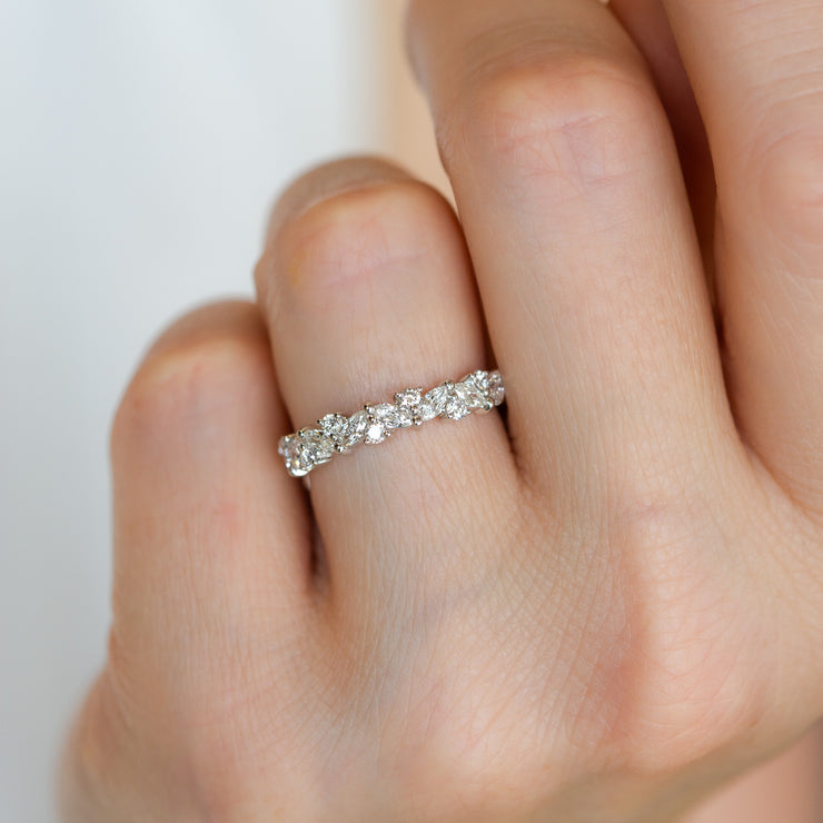 14K White Gold 0.57ct Floral-Inspired Round & Marquise Diamond Cluster Band. Bichsel Jewelry in Sedalia, MO. Shop stackable rings and wedding bands online or in-store!