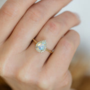 Pear Opal Ring with Diamond Halo