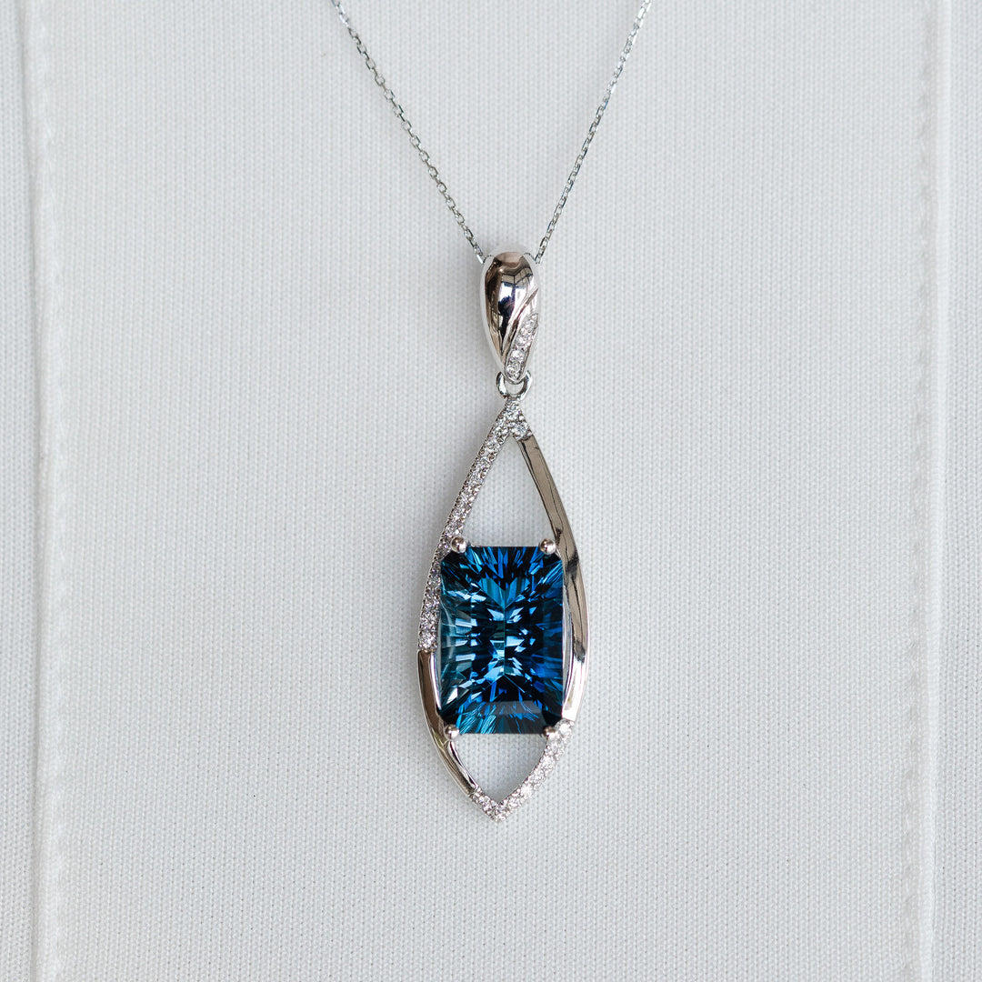 Sterling Silver 14K Trillion Blue Topaz Diamond Accent hotsell Pendant