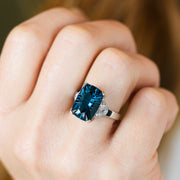 14K White Gold 7.20ct Unique Fantasy Cut London Blue Topaz Ring with Diamond Accents. Bichsel Jewelry in Sedalia, MO. Shop gemstone rings online or in-store today!