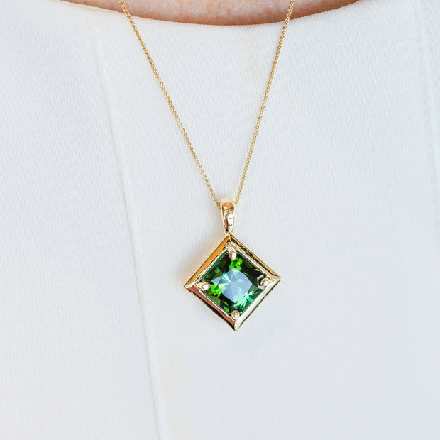 14K Yellow Gold 10x10mm 4.35ct Square Green Tourmaline Pendant, 20". Bichsel Jewelry in Sedalia, MO. Shop gemstone jewelry online or in-store today!