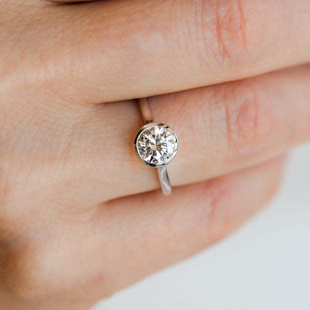 14K White Gold 1.14ct Bezel Set Round Solitaire Lab Grown Diamond Engagement Ring. Bichsel Jewelry in Sedalia, MO. Shop online or in-store today!