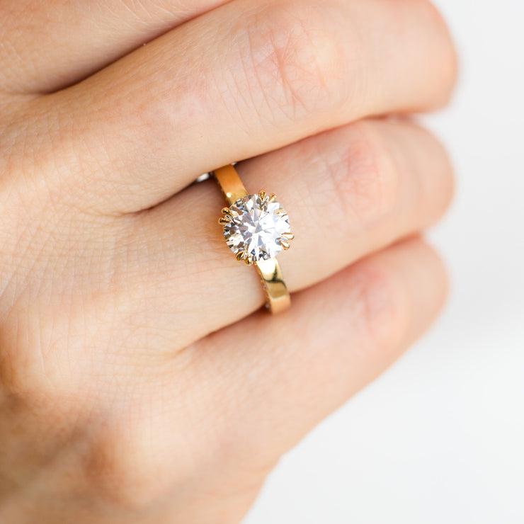 14K Yellow Gold Round 2.05ct Solitaire Lab Grown Diamond Engagement Ring with 0.50ct Hidden Halo & Hidden Diamond Shank on Both Sides. Bichsel Jewelry in Sedalia, MO. Shop online or in-store!