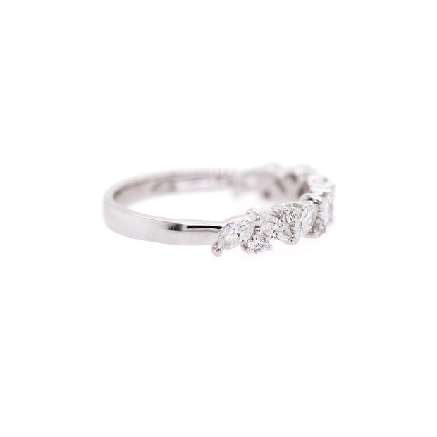 14K White Gold 0.57ct Floral-Inspired Round & Marquise Diamond Cluster Band. Bichsel Jewelry in Sedalia, MO. Shop stackable rings and wedding bands online or in-store!