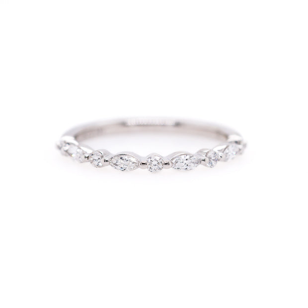 14K White Gold 0.31ct Alternating Round & Marquise Diamond Single Prong Band. Bichsel Jewelry in Sedalia, MO. Shop stackable rings and wedding bands online or in-store!