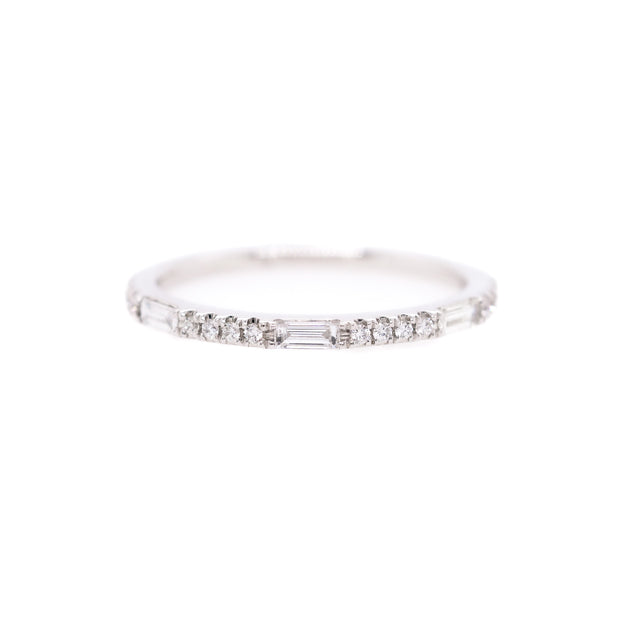 14K White Gold  0.28ct Stackable Round & Baguette Diamond Band. Bichsel Jewelry in Sedalia, MO. Shop wedding bands & stackable rings online or in-store!