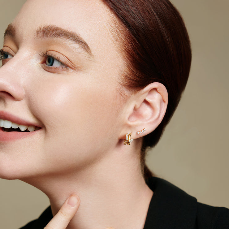 Ania Haie Sparkle Climber Stud Earrings. 14K Yellow Gold plated on Sterling Silver with CZ stones. Bichsel Jewelry in Sedalia, MO. Shop online or in-store today!