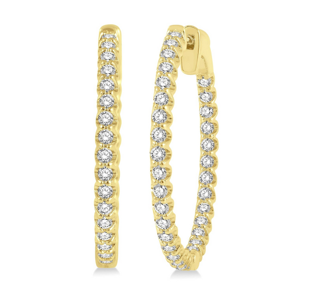 14K Yellow Gold 1.00ct Inside-Out Diamond Hoop Earrings. Bichsel Jewelry in Sedalia, MO. Shop diamond jewelry online or in-store today!