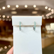 14K White Gold Alternating Round Emerald & Diamond Hoop Earrings. Bichsel Jewelry in Sedalia, MO. Shop gemstone earrings online or in-store! 