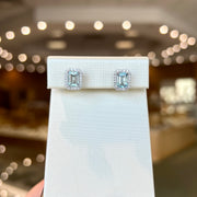 14K White Gold 1.75ct Emerald Cut Aquamarine Stud Earrings with Diamond Halos. Bichsel Jewelry in Sedalia, MO. Shop gemstone styles online or in-store!