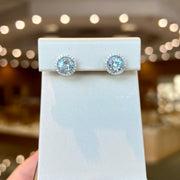 14K White Gold 2.30ct Round Aquamarine Stud Earrings with Diamond Halos. Bichsel Jewelry in Sedalia, MO. Shop gemstone styles online or in-store!