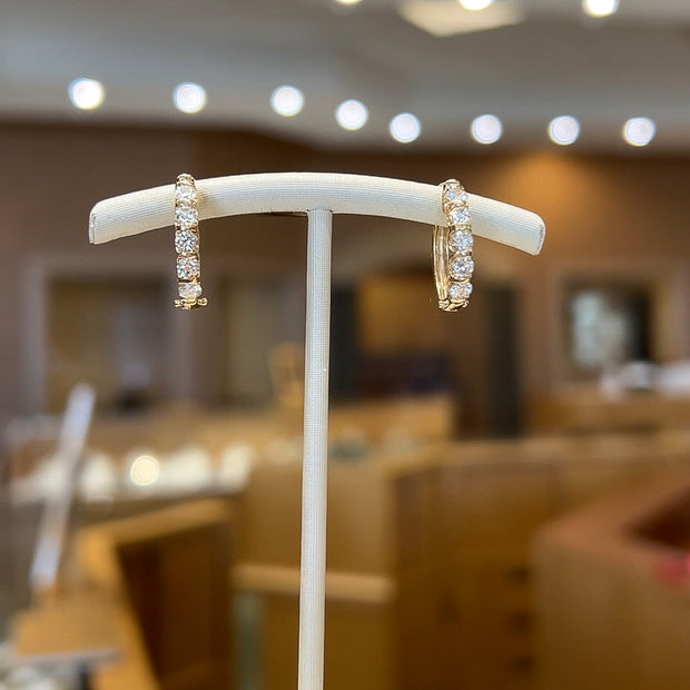 14K Yellow Gold 1.00ct 5-Diamond Huggie Hoop Earrings. Bichsel Jewelry in Sedalia, MO. Shop diamond styles online or in-store!