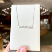 14K White Gold Mixed Shape 1.01ct Lab Grown Diamond Bar Necklace with Pear, Round, Oval, Marquise, Baguette Diamonds. Bichsel Jewelry in Sedalia, MO.