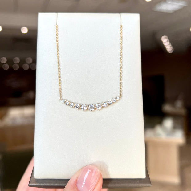 14K Yellow Gold 1.00ct Graduated Single Prong Lab Grown Diamond Necklace. Bichsel Jewelry in Sedalia, MO. Shop diamond jewelry online or in-store today!