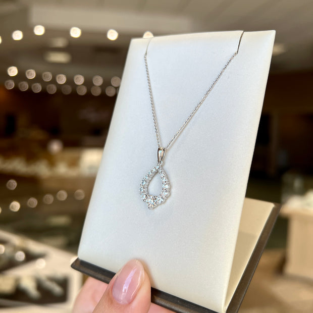 14K White Gold 0.86ct Graduated Pear Shape Lab Grown Diamond Drop Pendant. Bichsel Jewelry in Sedalia, MO. Shop online or in-store today!