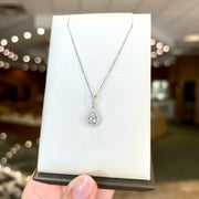 14K White Gold 0.70ct Pear Shape Lab Grown Diamond Halo Necklace. Bichsel Jewelry in Sedalia, MO. Shop online or in-store today!