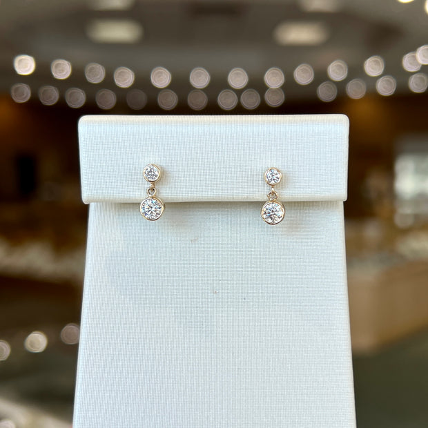 14K Yellow Gold 0.51ct Round Bezel Lab Grown Diamond Mini Dangle Drop Earrings. Bichsel Jewelry in Sedalia, MO. Shop online or in-store!