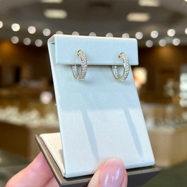 14K Yellow Gold Round 1.01ct Lab Grown Diamond Pavé Inside-Out Hoop Earrings. Bichsel Jewelry in Sedalia, MO. Shop diamond styles online or in-store today!