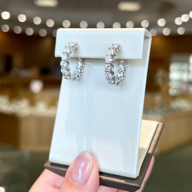 14K White Gold Round 3.52ct Lab Grown Diamond Inside-Out Hoop Earrings. Bichsel Jewelry in Sedalia, MO. Shop diamond styles online or in-store today!