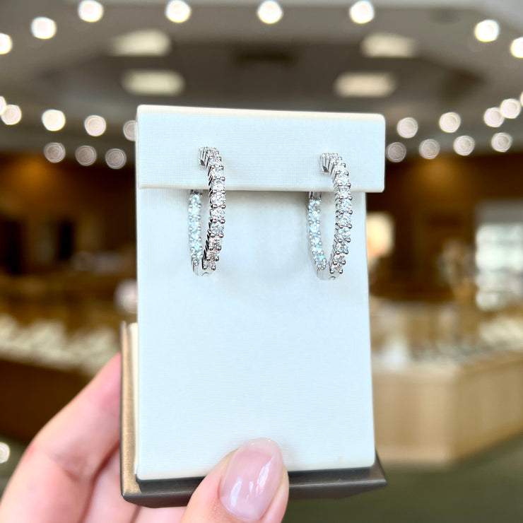 14K White Gold Round 2ct Lab Grown Diamond Inside-Out Hoop Earrings. Bichsel Jewelry in Sedalia, MO. Shop diamond styles online or in-store today!