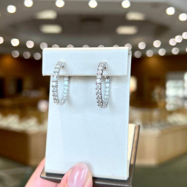 14K White Gold Round 2ct Lab Grown Diamond Inside-Out Hoop Earrings. Bichsel Jewelry in Sedalia, MO. Shop diamond styles online or in-store today!