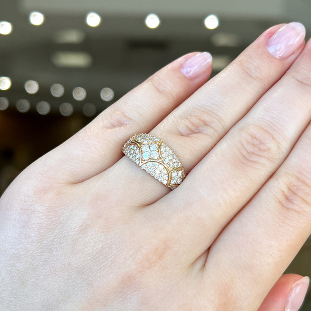 14K Yellow Gold 1.00ct Round Diamond Pavé Dome Ring with Gold Milgrain Details. Bichsel Jewelry in Sedalia, MO. Shop diamond ring styles online or in-store today!