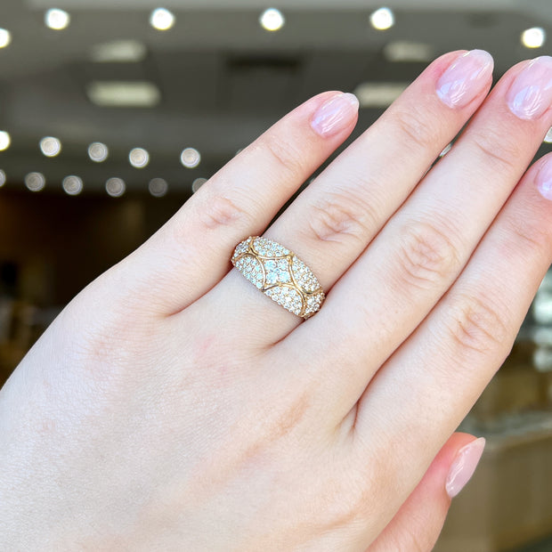 14K Yellow Gold 1.00ct Round Diamond Pavé Dome Ring with Gold Milgrain Details. Bichsel Jewelry in Sedalia, MO. Shop diamond ring styles online or in-store today!