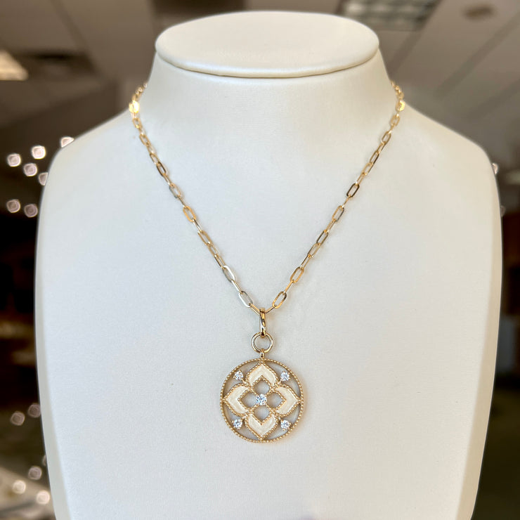 14K Yellow Gold & 0.25ct Diamond Round Clover Pendant with Link Chain. Bichsel Jewelry in Sedalia, MO. Shop styles online or in-store today!