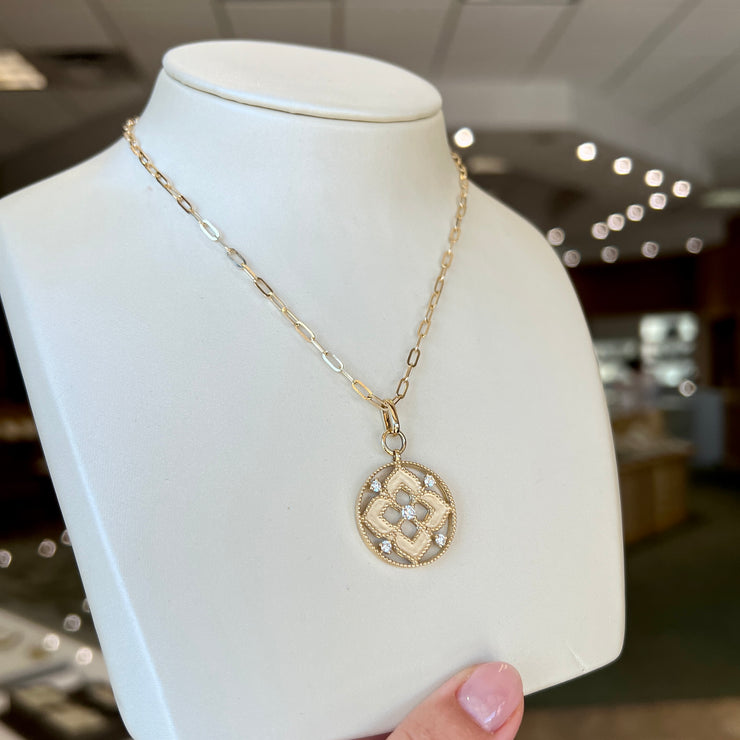 14K Yellow Gold & 0.25ct Diamond Round Clover Pendant with Link Chain. Bichsel Jewelry in Sedalia, MO. Shop styles online or in-store today!