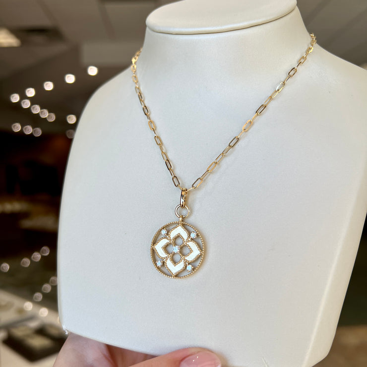 14K Yellow Gold & 0.25ct Diamond Round Clover Pendant with Link Chain. Bichsel Jewelry in Sedalia, MO. Shop styles online or in-store today!