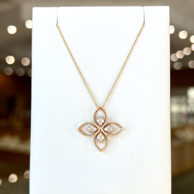 Beaded 14K Yellow Gold 0.18ct Marquise Shape Diamond Clover Necklace. Bichsel Jewelry in Sedalia, MO. Shop online or in-store today!