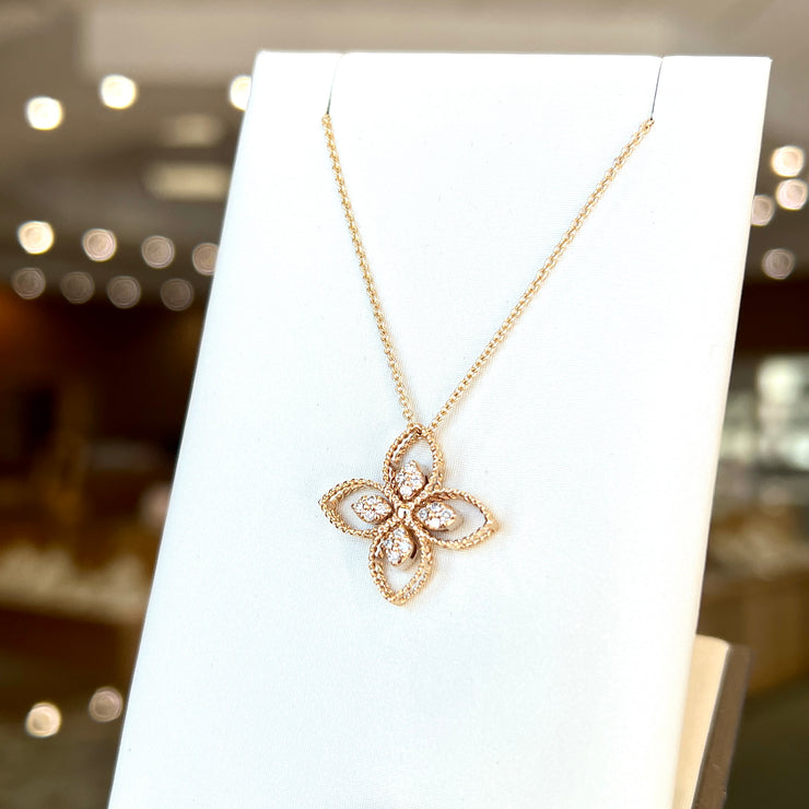 Beaded 14K Yellow Gold 0.18ct Marquise Shape Diamond Clover Necklace. Bichsel Jewelry in Sedalia, MO. Shop online or in-store today!