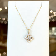 14K Yellow Gold 0.50ct Diamond Clover Necklace with Diamond Halo & Bail. Bichsel Jewelry in Sedalia, MO. Shop online or in-store today!