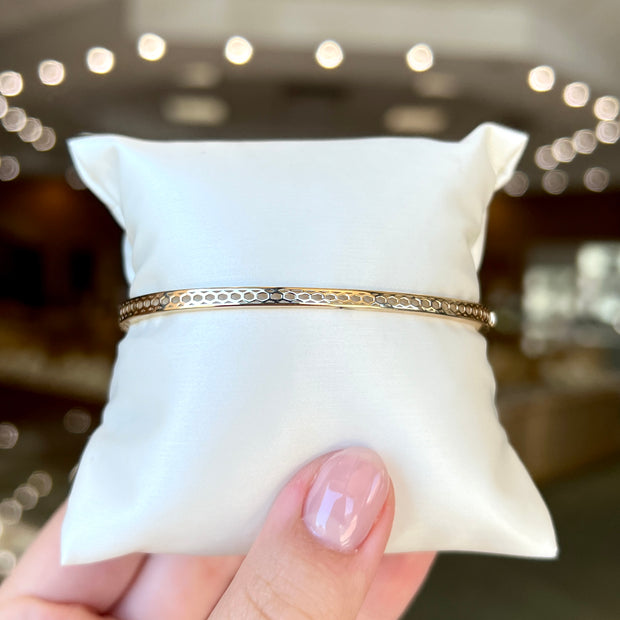 14K Yellow Gold 0.35ct Round Diamond Inlay Bangle Bracelet. Bichsel Jewelry in Sedalia, MO. Shop gold and diamond jewelry online or in-store!