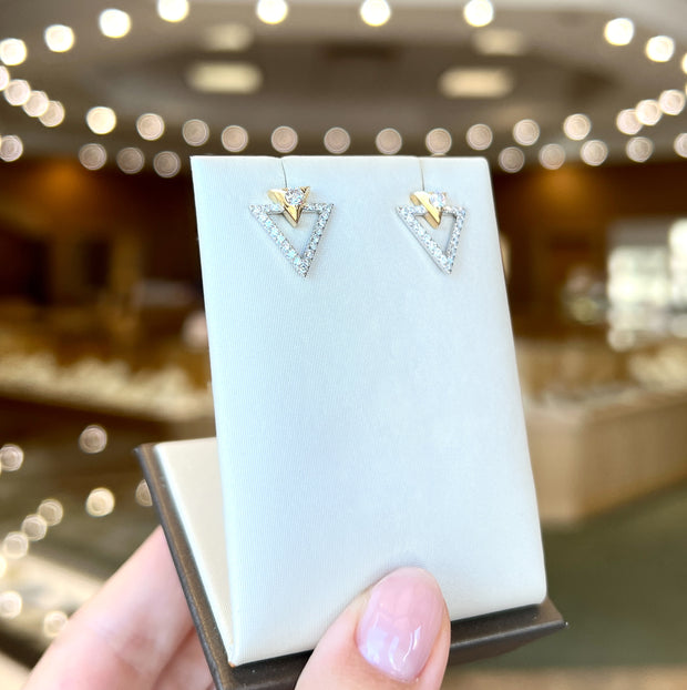 14K Yellow & White Gold 0.50ct Diamond Double Triangle Stud Earrings. Bichsel Jewelry in Sedalia, MO. Shop diamond styles online or in-store today!